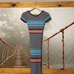 Mid calf length body con dress